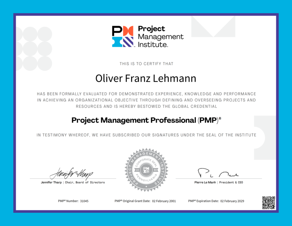 The PMP certificate